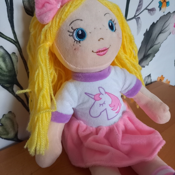 Playtime by Eimmie soft rag doll plush blonde blue eyes pale skin unicorn toy - Picture 10 of 11